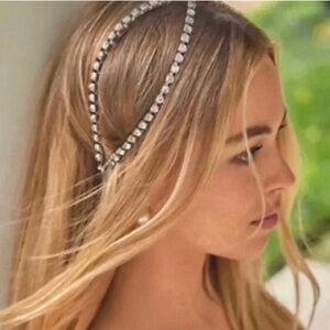 Crystal Double-Row Headband - Silver Rhinestone Accent